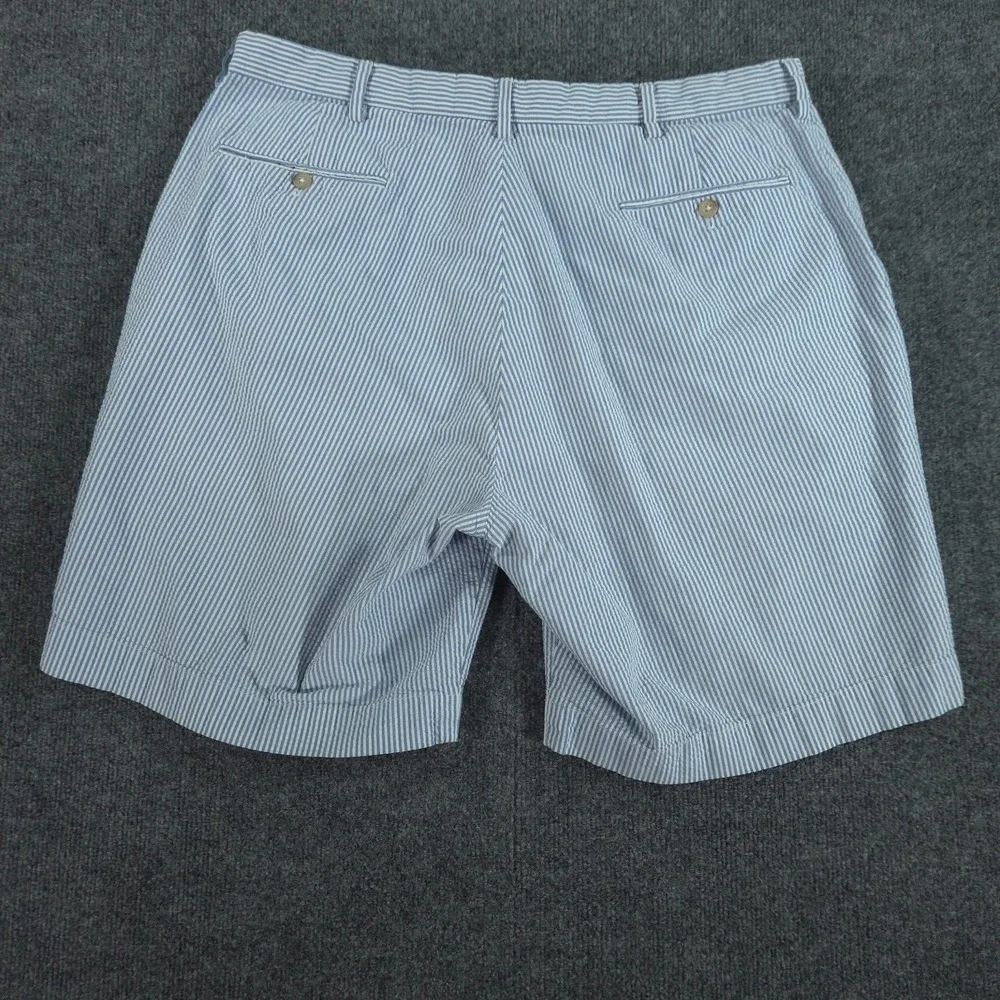 Polo Ralph Lauren Men's 34 Blue Striped Seersucker Chino Shorts Flat Front